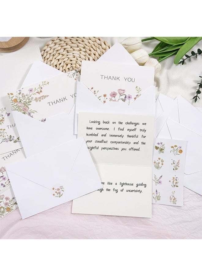 10 PCS Thank You Cards Set, Elegant Flower Design Assorted Greeting Cards with Envelopes & Stickers,  for Weddings Birthday Gratitude Expression - Image 4